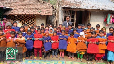 The students are happy to receive blankets from Rishilpi